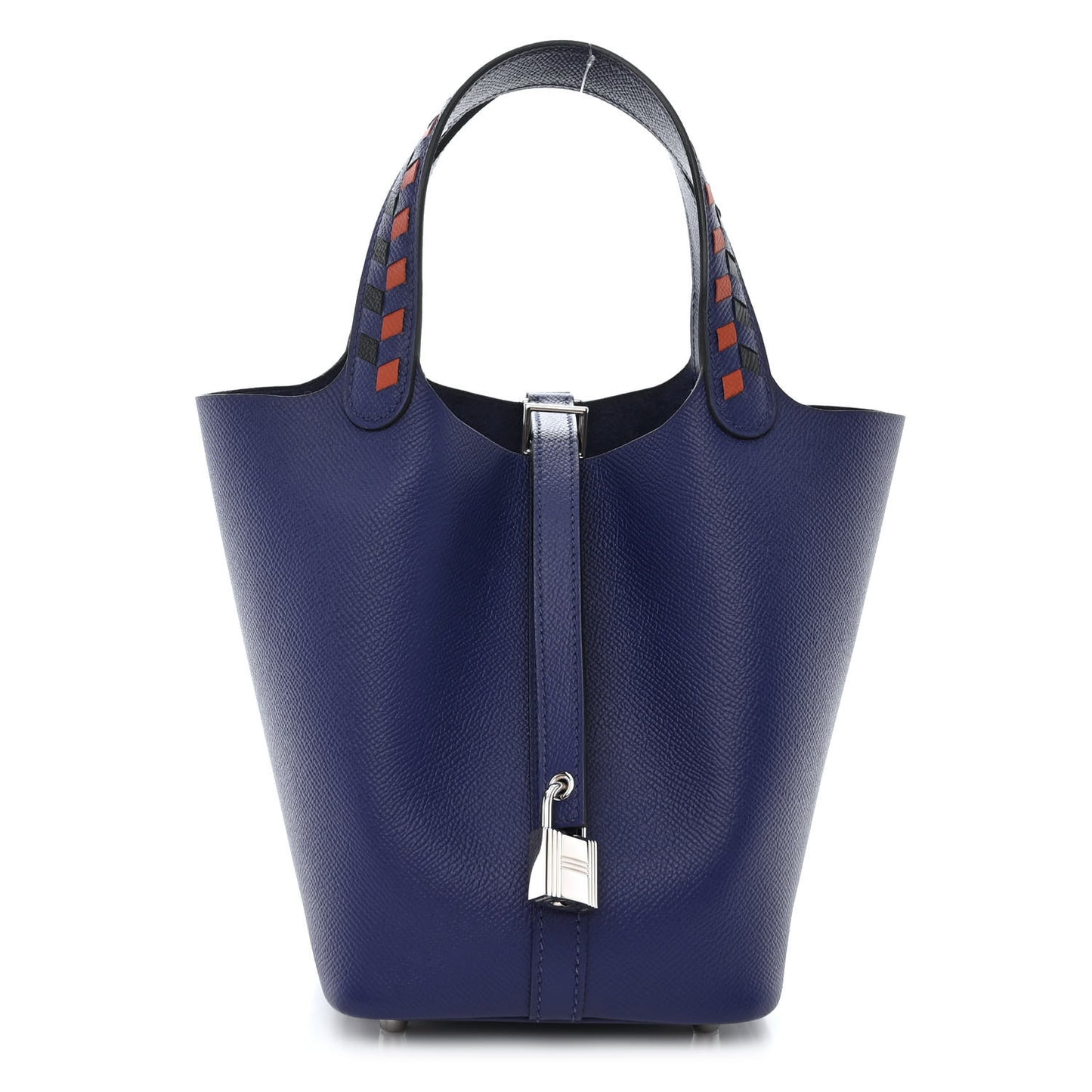 Epsom Tressage De Cuir Picotin Lock 18 PM Bleu Encre Brique Black