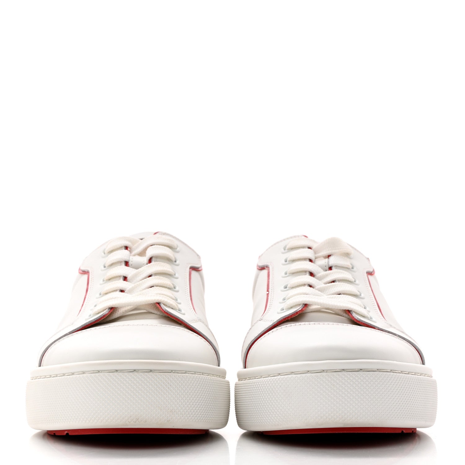 Christian Louboutin Calfskin Patent Vieirissima Flat Sneakers 41 White Red 2 of 11