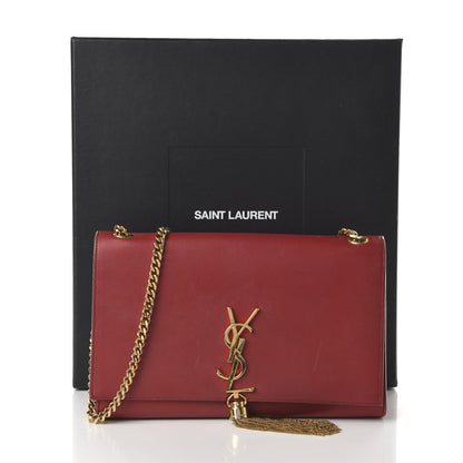 Saint Laurent Smooth Calfskin Medium Classic Monogram Kate Tassel Satchel Lipstick Red 10 of 13