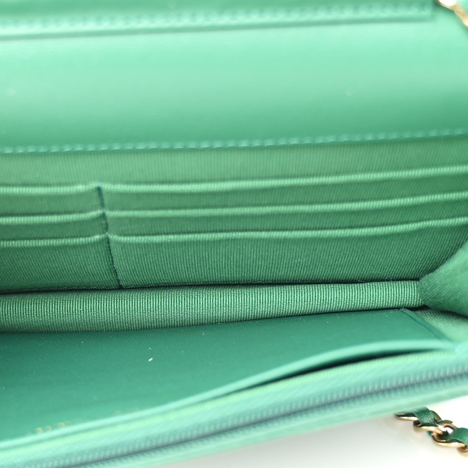 Chanel Lambskin Quilted Wallet On Chain WOC Green 5 of 12