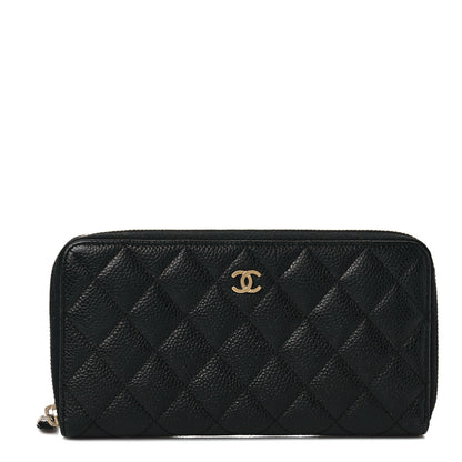 Chanel Caviar Quilted Large Gusset Zip Around Wallet Black 1 of 7