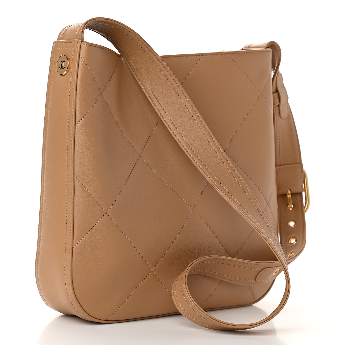 Calfskin Stitched Easy Mood Hobo Beige