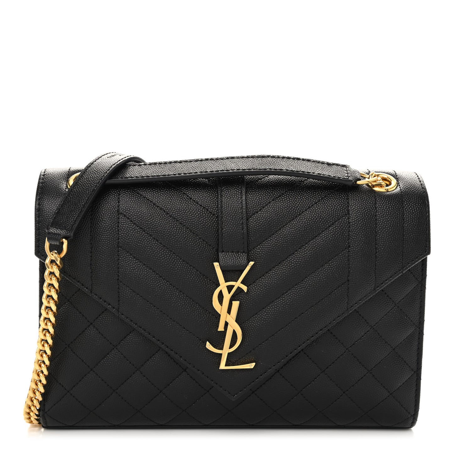 Grain De Poudre Textured Mixed Matelasse Triquilt Medium Monogram Satchel Black