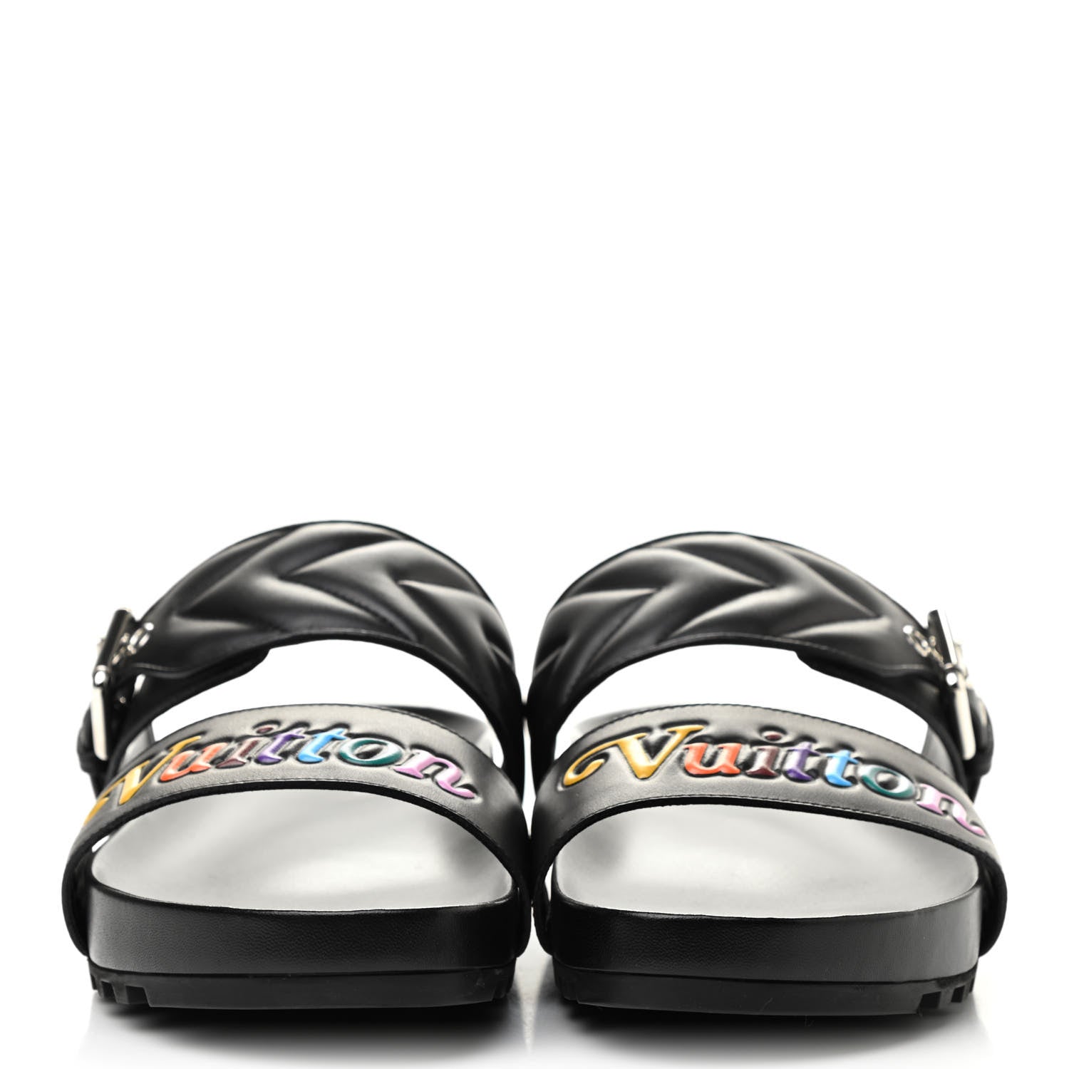 Louis Vuitton Calfskin New Wave Bom Dia Mule Sandals 40 Black 2 of 8