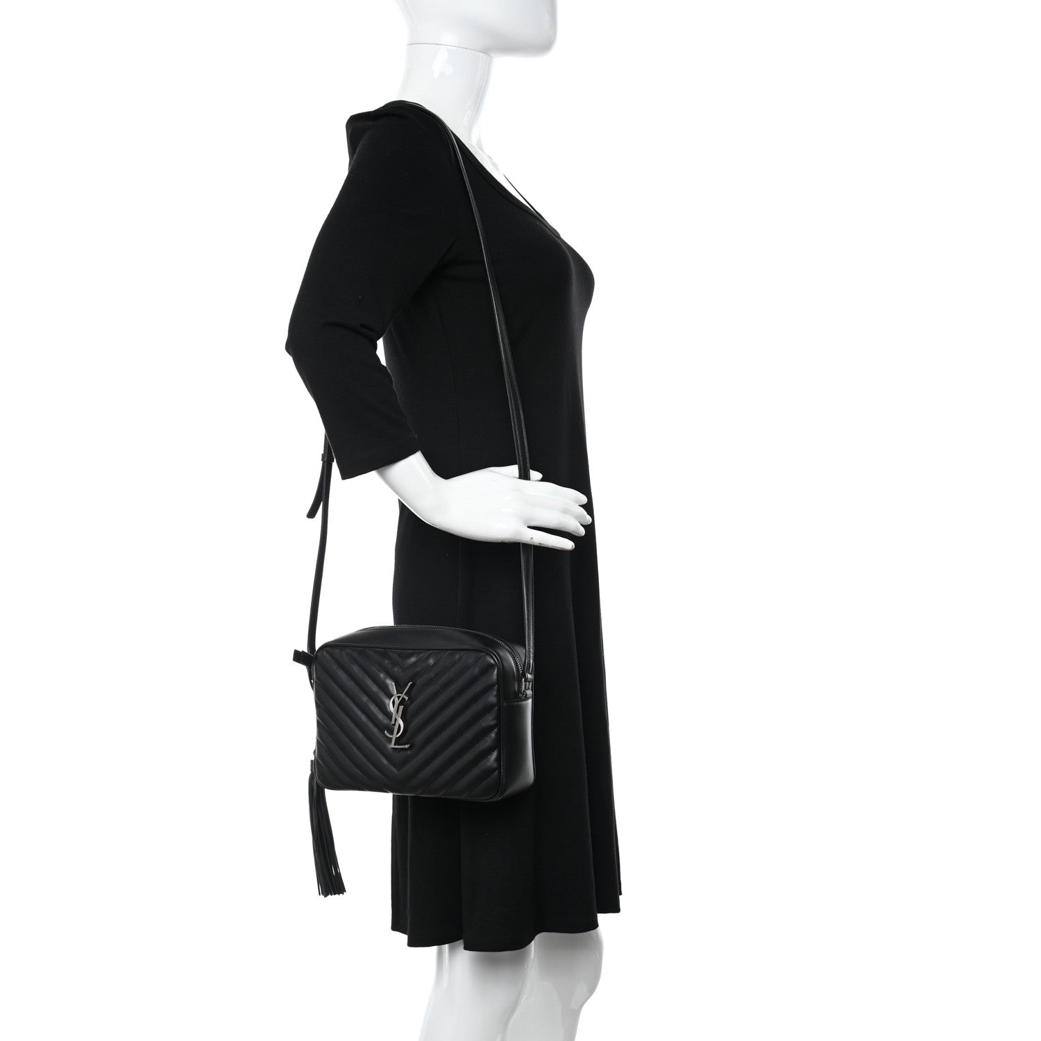 Saint Laurent Calfskin Matelasse Monogram Lou Camera Bag Black 2 of 13