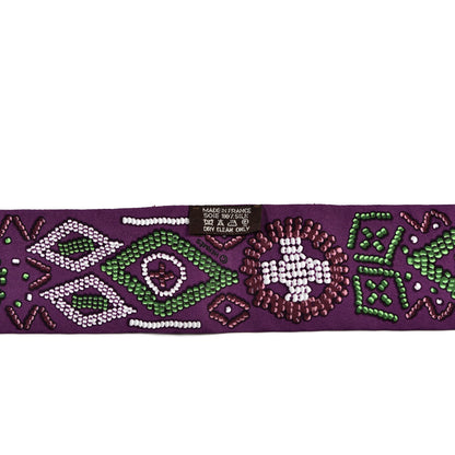 Hermes Silk Kelly En Perles Twilly Violet Vert Lie De Vin 4 of 4