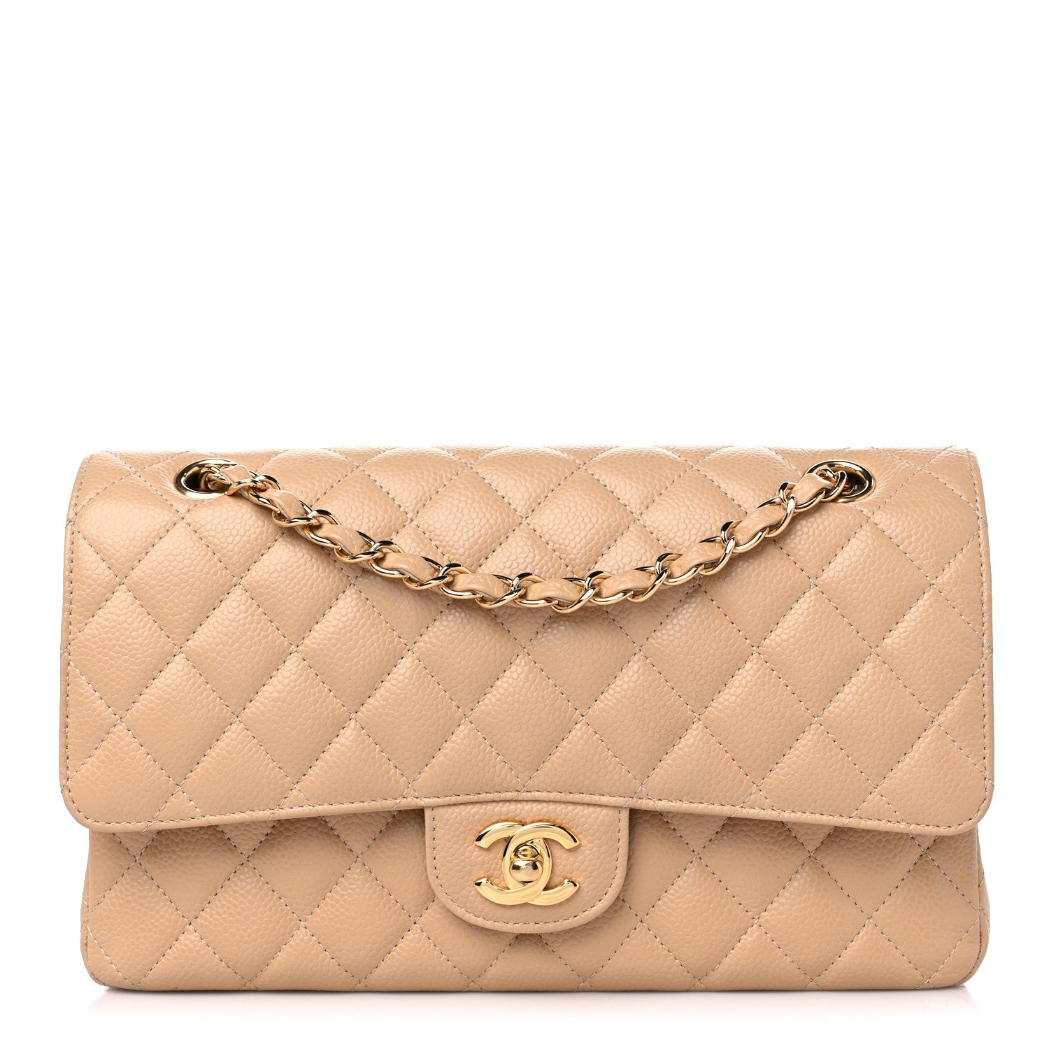 Chanel Caviar Quilted Medium Double Flap Beige 1 of 9