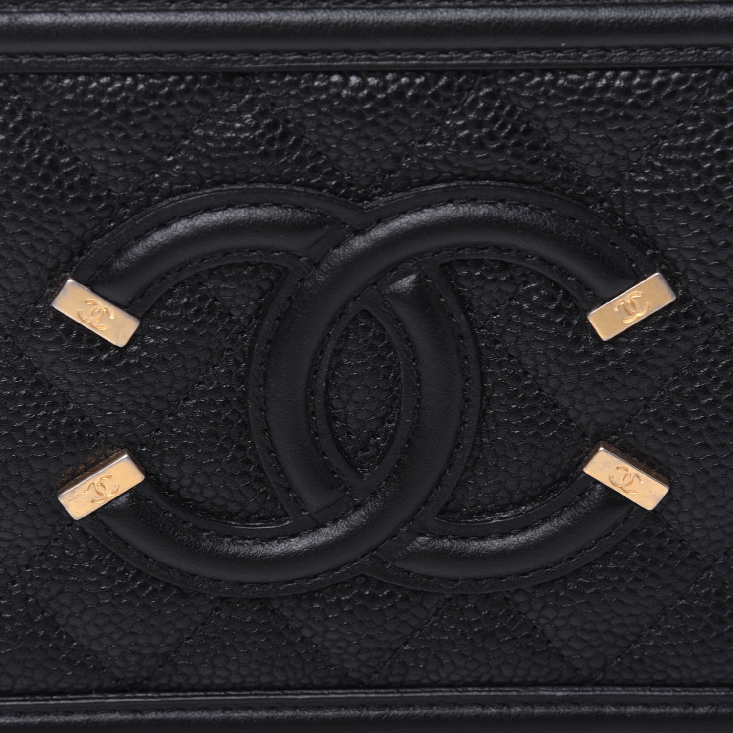 Chanel Caviar Quilted CC Filigree Vanity Clutch With Chain Black 10 of 11