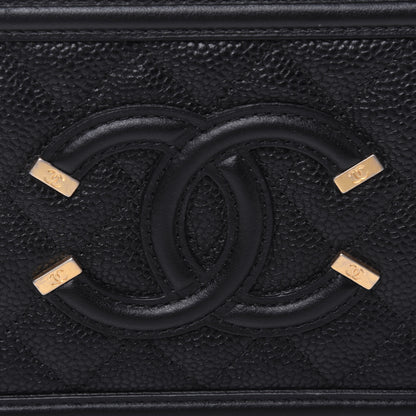 Chanel Caviar Quilted CC Filigree Vanity Clutch With Chain Black 10 of 11