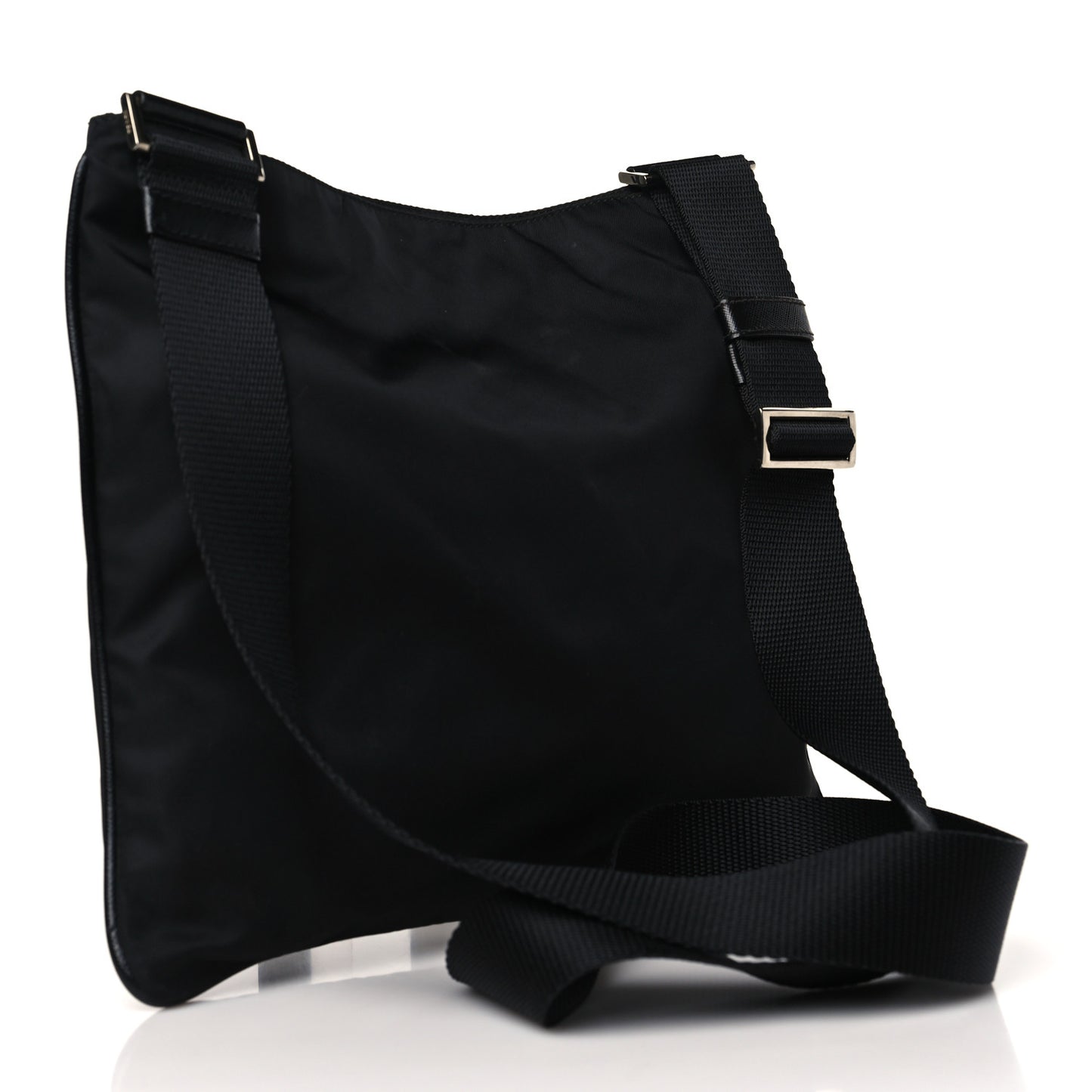 Tessuto Nylon Flat Messenger Bag Black