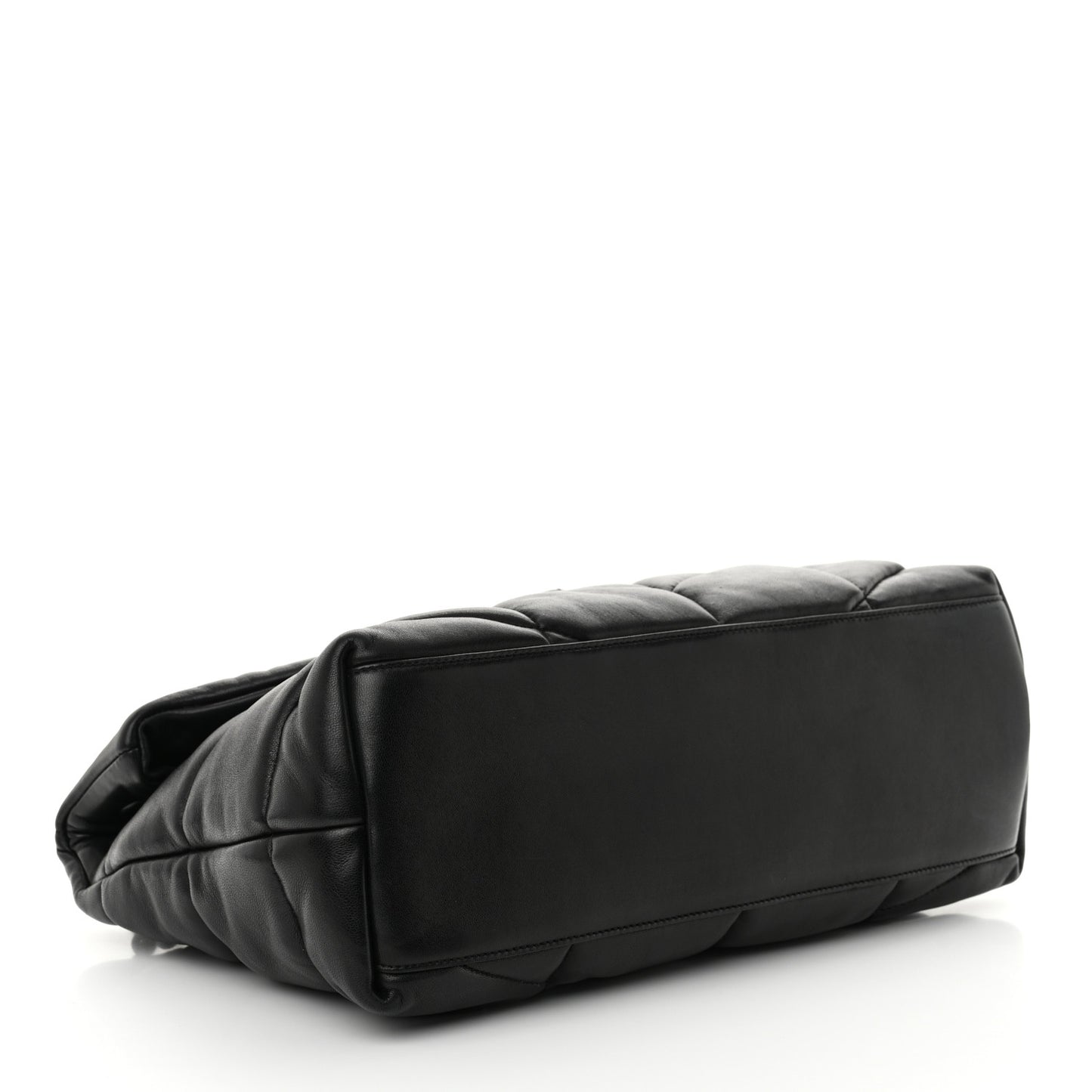 Lambskin Quilted Monogram Monochrome Medium Loulou Puffer Chain Satchel Black