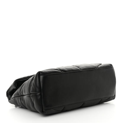 Saint Laurent Lambskin Quilted Monogram Monochrome Medium Loulou Puffer Chain Satchel Black 4 of 10