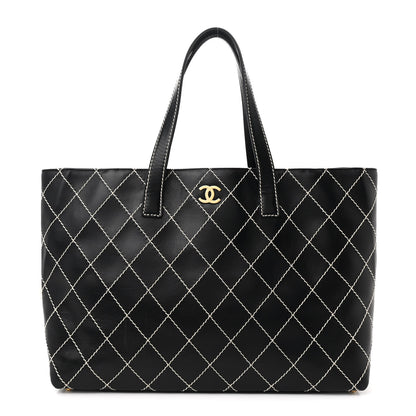 Chanel Calfskin Wild Stitch Large Tote Black 1 of 11