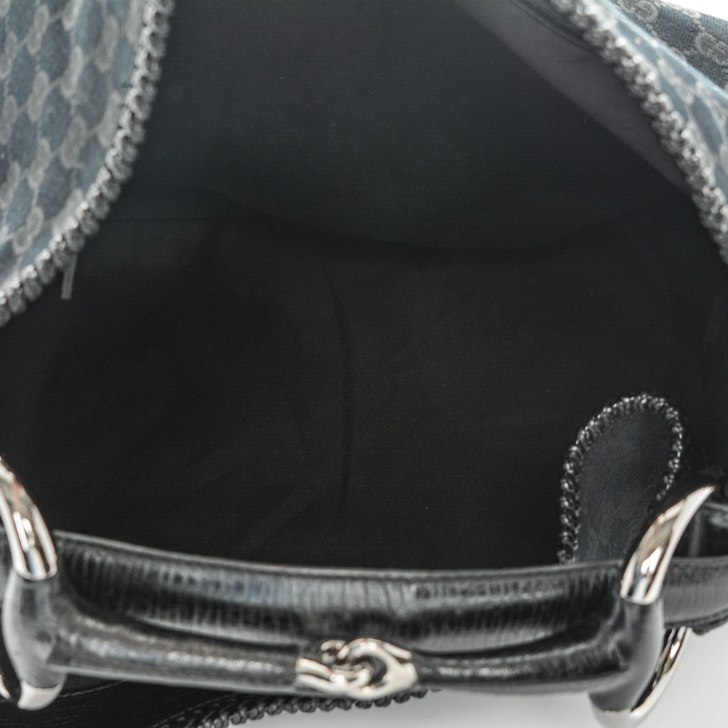 Monogram Large Horsebit Chain Hobo Black