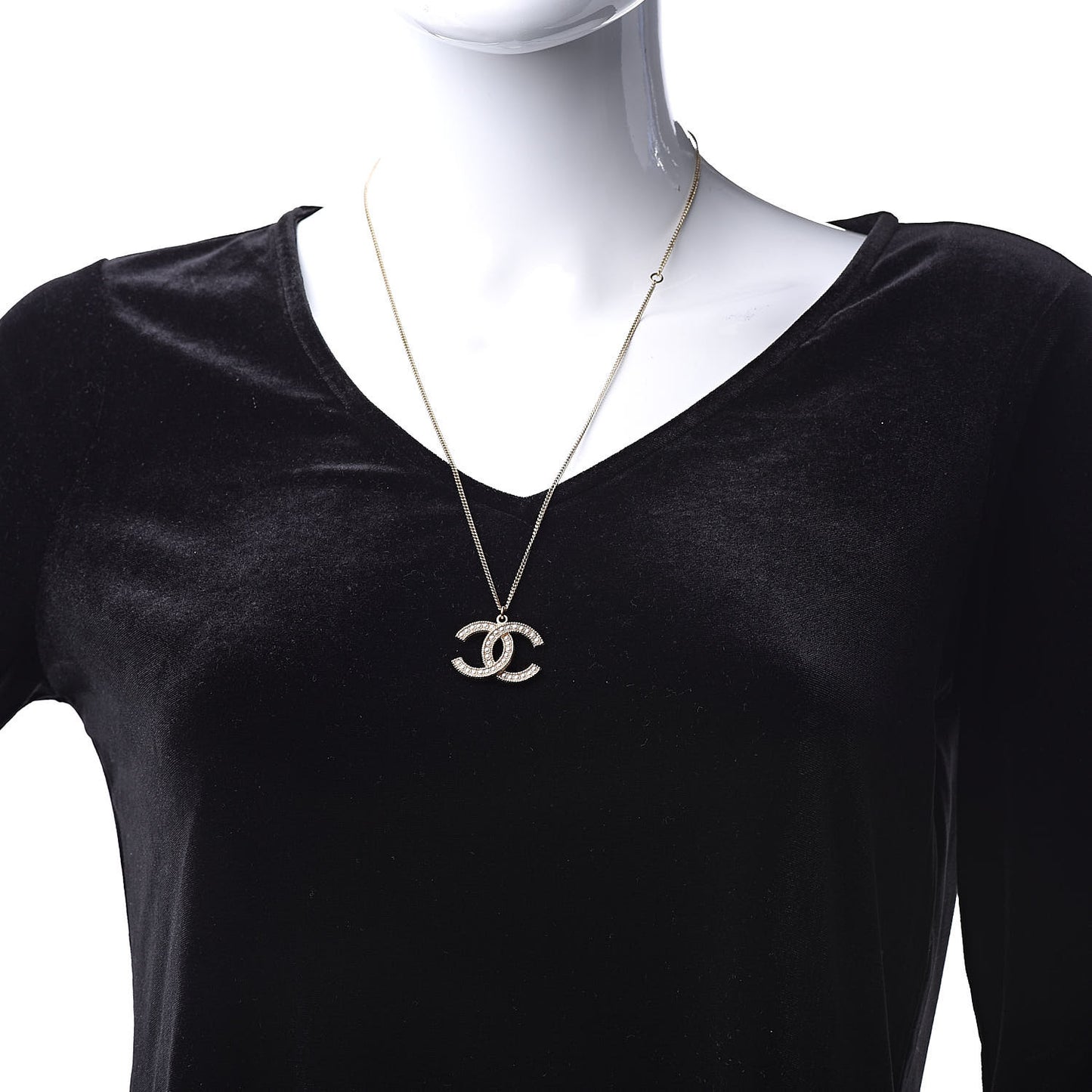 Pearl CC Pendant Necklace Gold