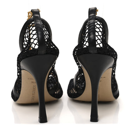Bottega Veneta Mesh Calfskin Stretch Chain Strap 90mm Pumps 40.5 Black 6 of 10