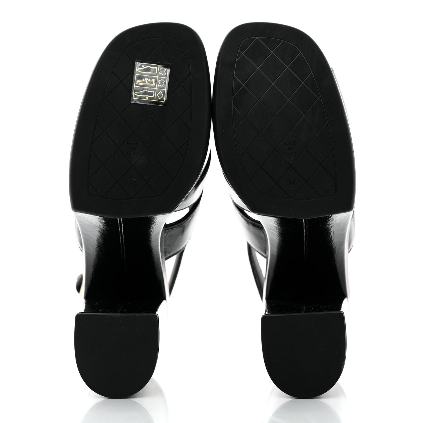 Crumpled Patent Lambskin Platform Sandals 37 Black