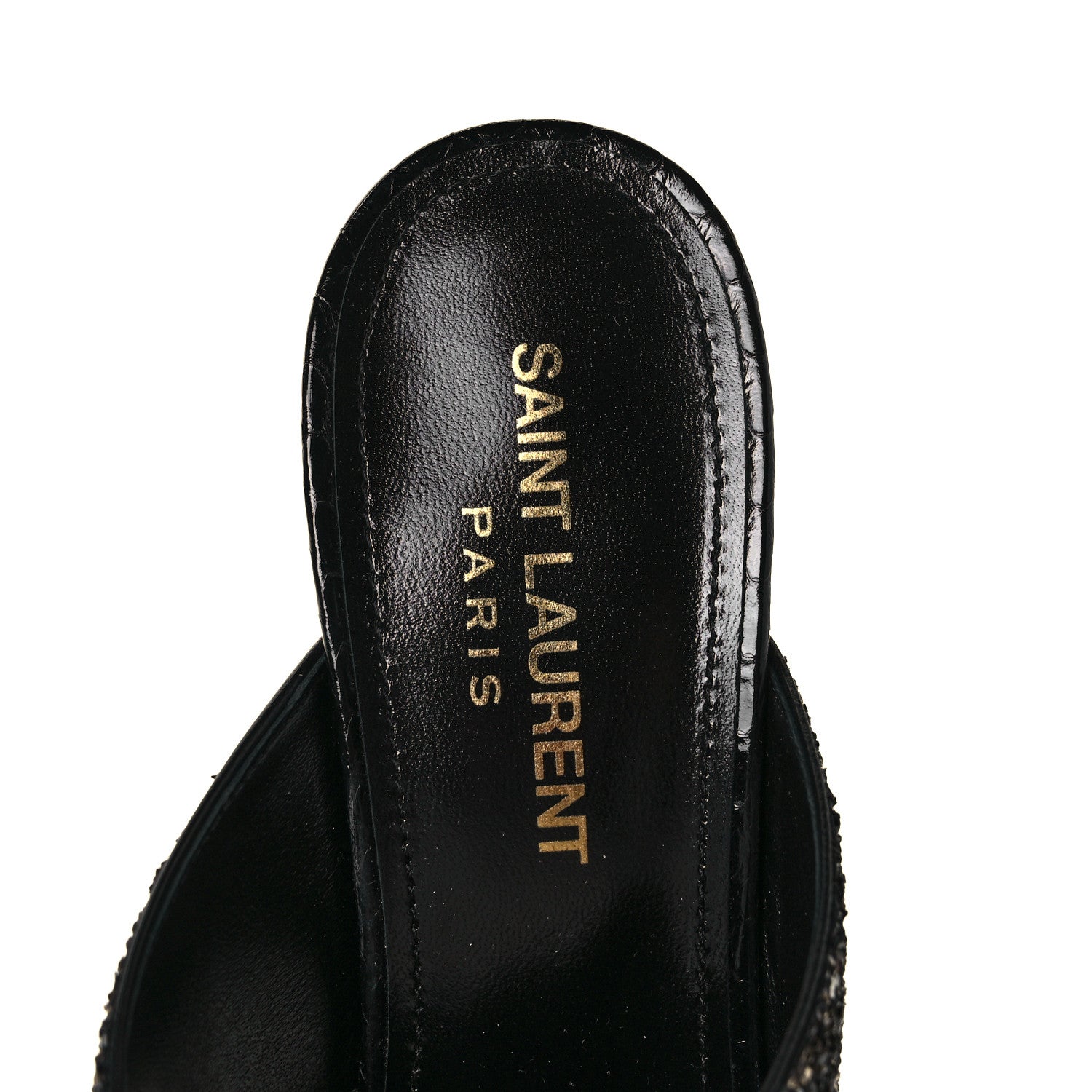 Saint Laurent Glitter LouLou 70 Mule Sandals 36 Black Gold 7 of 9