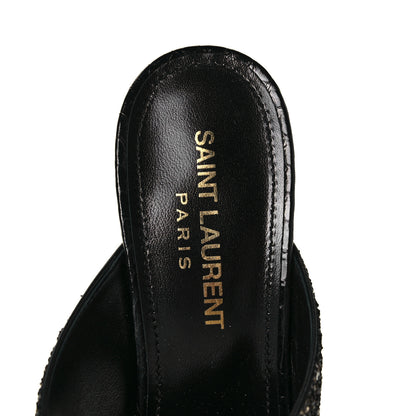 Saint Laurent Glitter LouLou 70 Mule Sandals 36 Black Gold 7 of 9