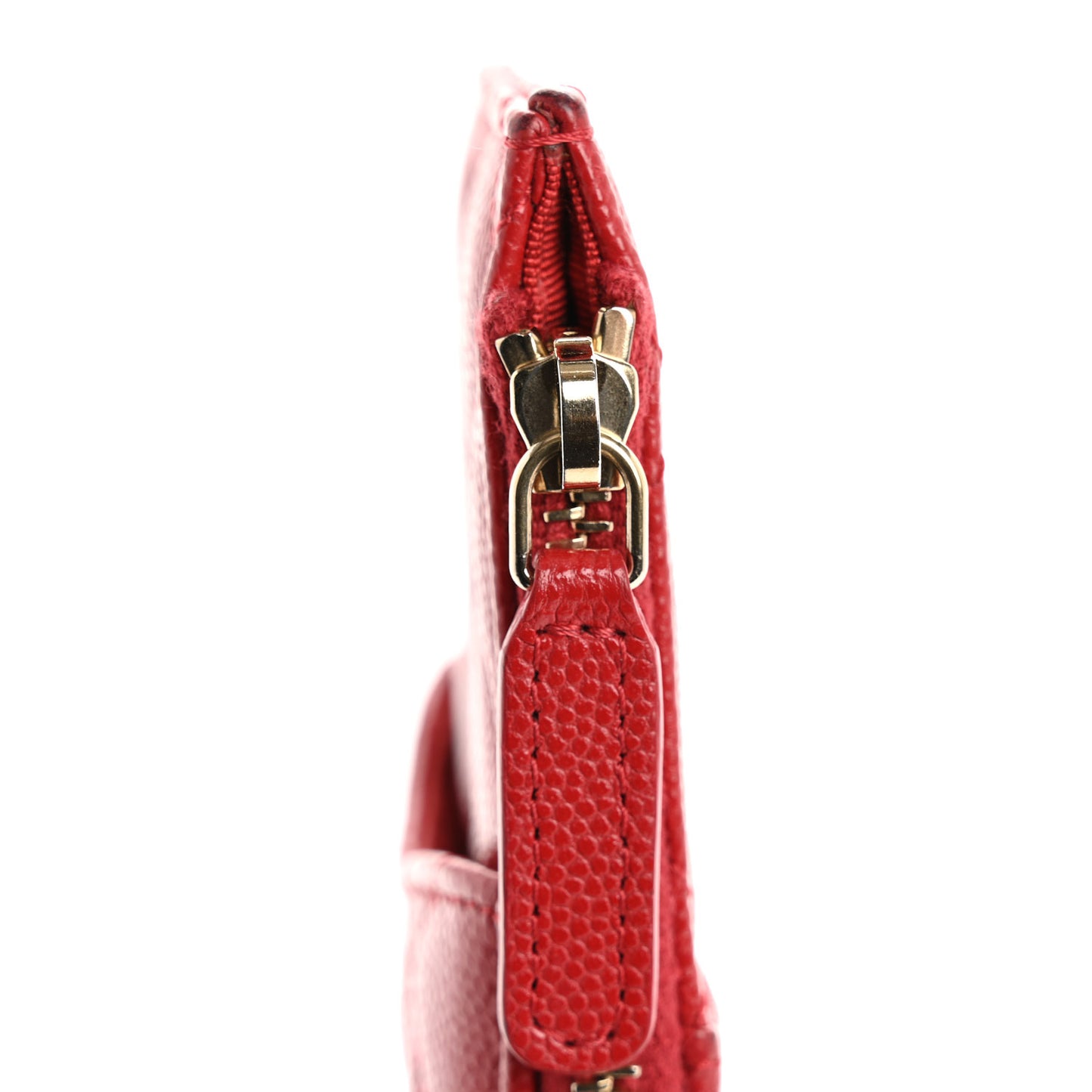 Caviar Quilted Classic Flat Wallet Pouch Red