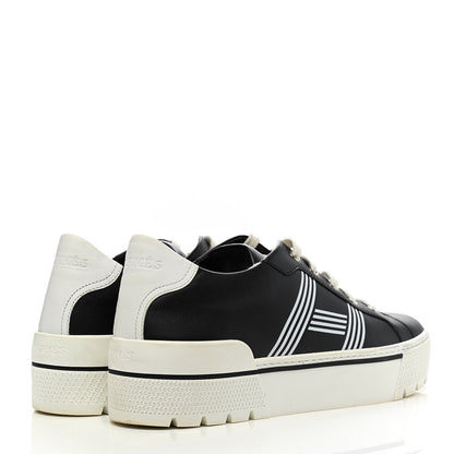 Hermes Calfskin Womens Dare Sneakers 38 Black White 4 of 11