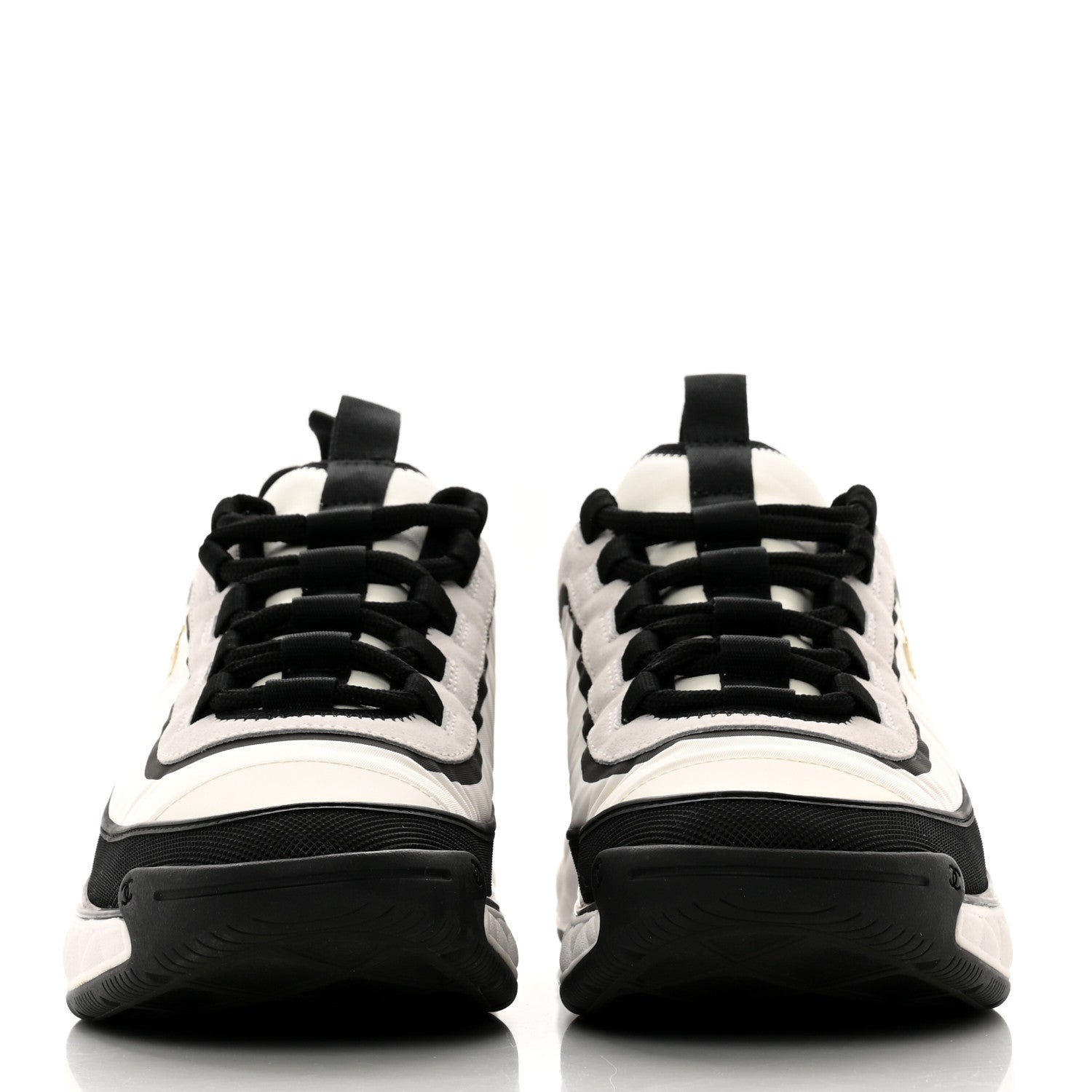 Chanel Fabric Suede Calfskin CC Sneakers 41 White Black 2 of 8