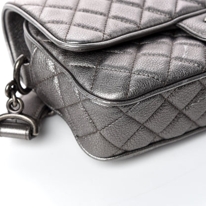 Chanel Metallic Calfskin Quilted Small Casual Rock Flap Silver 10 of 17