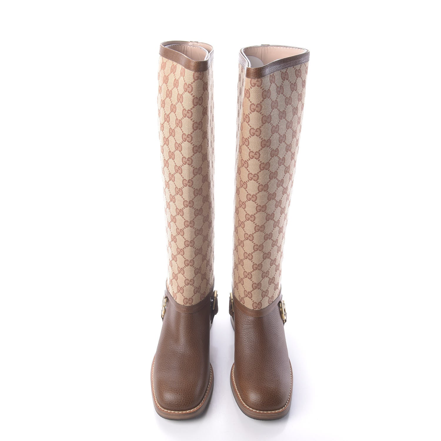 Gucci GG Monogram Calfskin Lola Tall Boots 41 Beige Ruggine Cuir 6 of 11