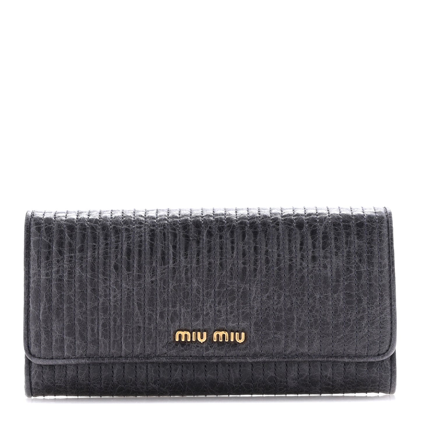 Distressed Nappa Vertical Quilted Flap Wallet Mirtillo