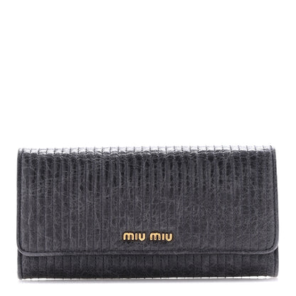 Miu Miu Distressed Nappa Vertical Quilted Flap Wallet Mirtillo 1 of 12