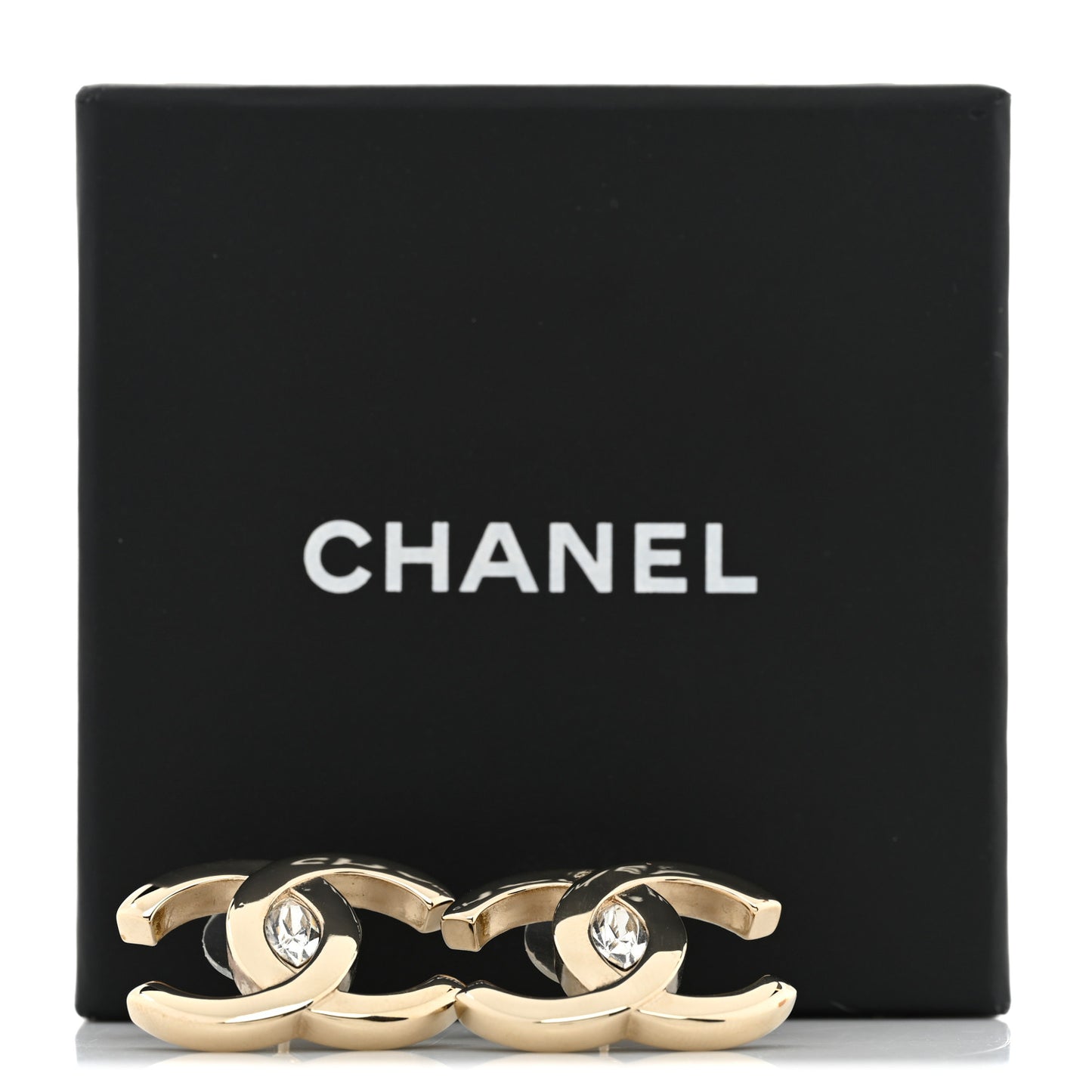 Crystal CC Large Stud Earrings Gold