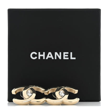 Chanel Crystal CC Large Stud Earrings Gold 5 of 5