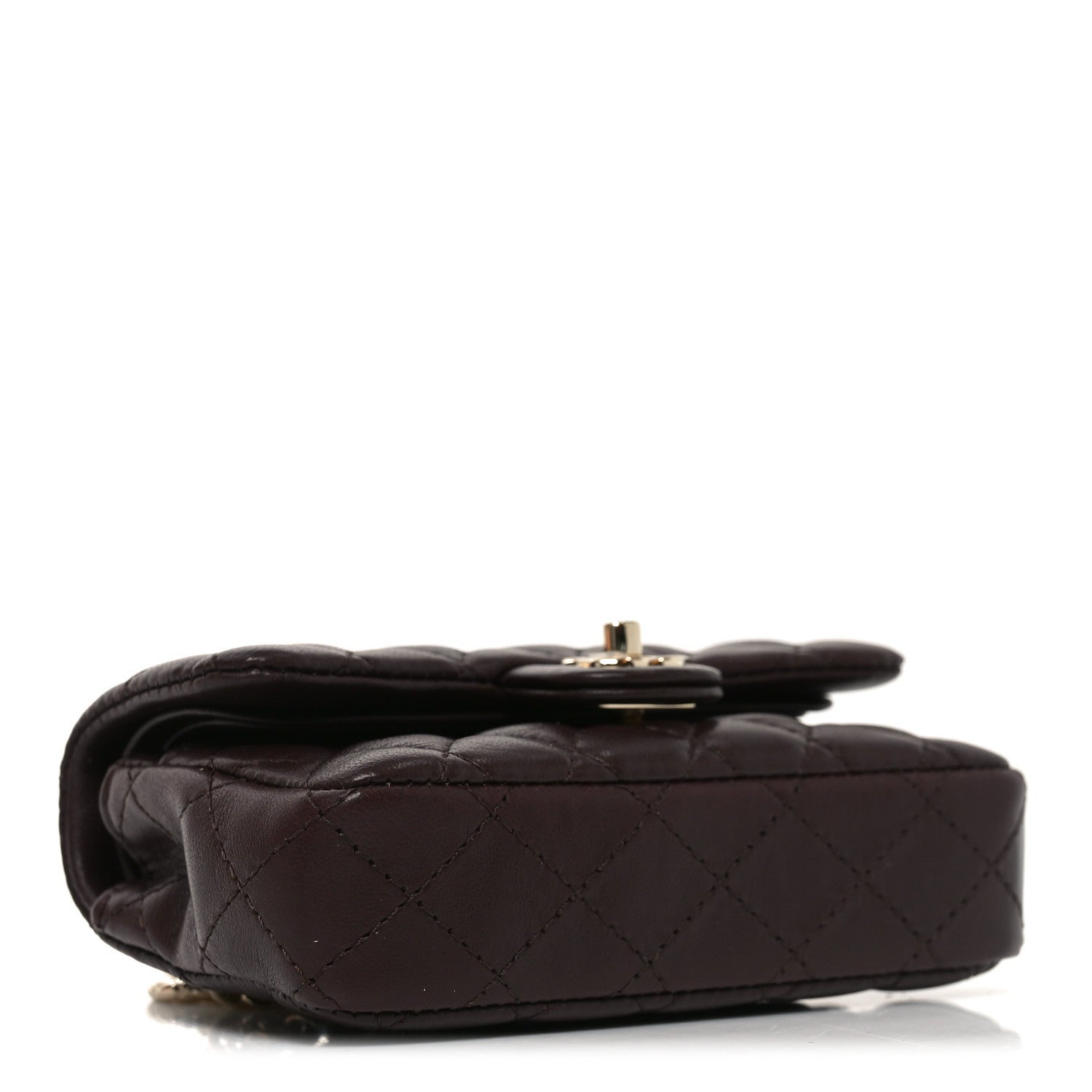 Chanel Lambskin Quilted Mini Double Flap With Hook Dark Brown 4 of 11