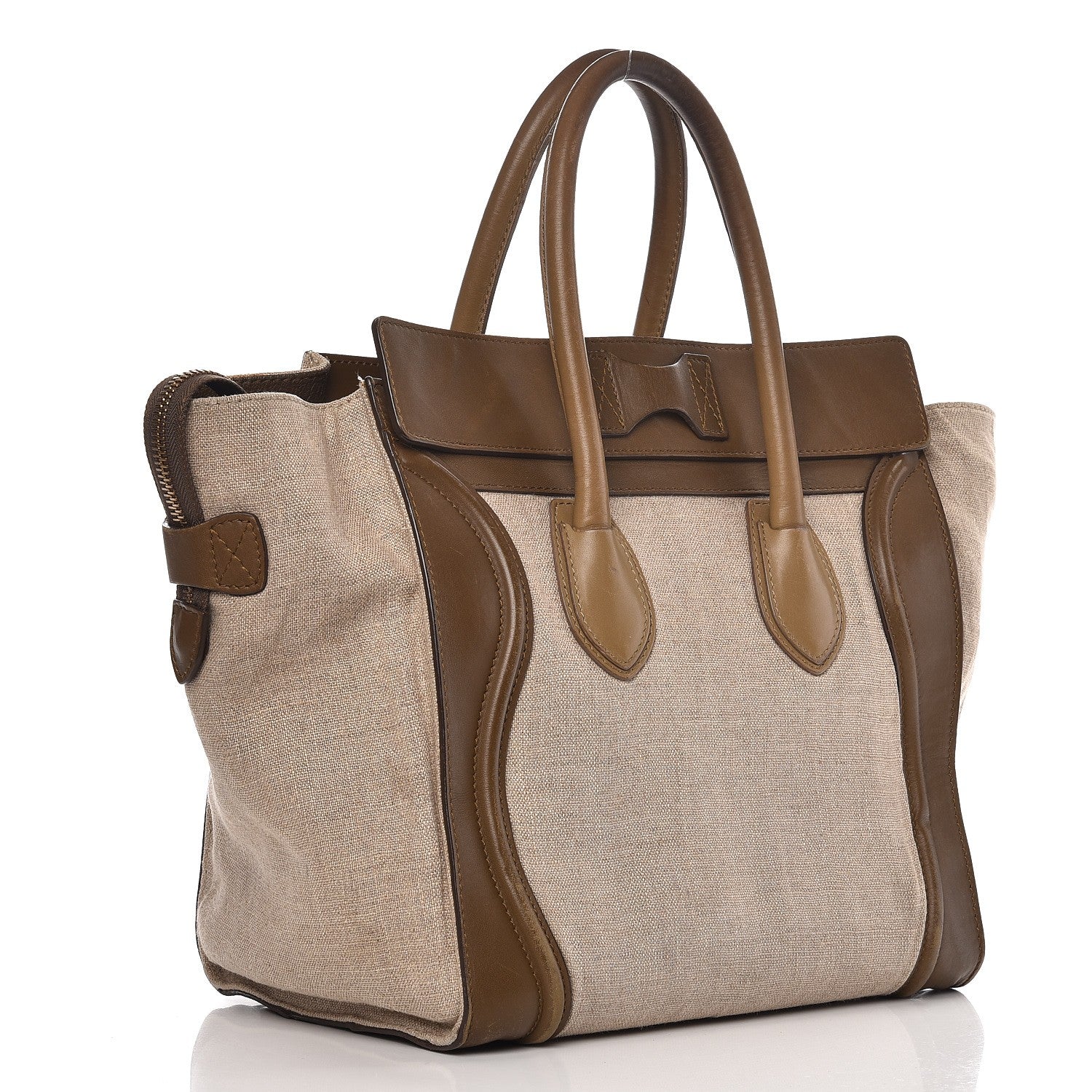 Celine Calfskin Linen Mini Tri-Color Luggage Khaki 3 of 22