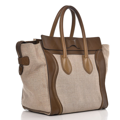 Celine Calfskin Linen Mini Tri-Color Luggage Khaki 3 of 22