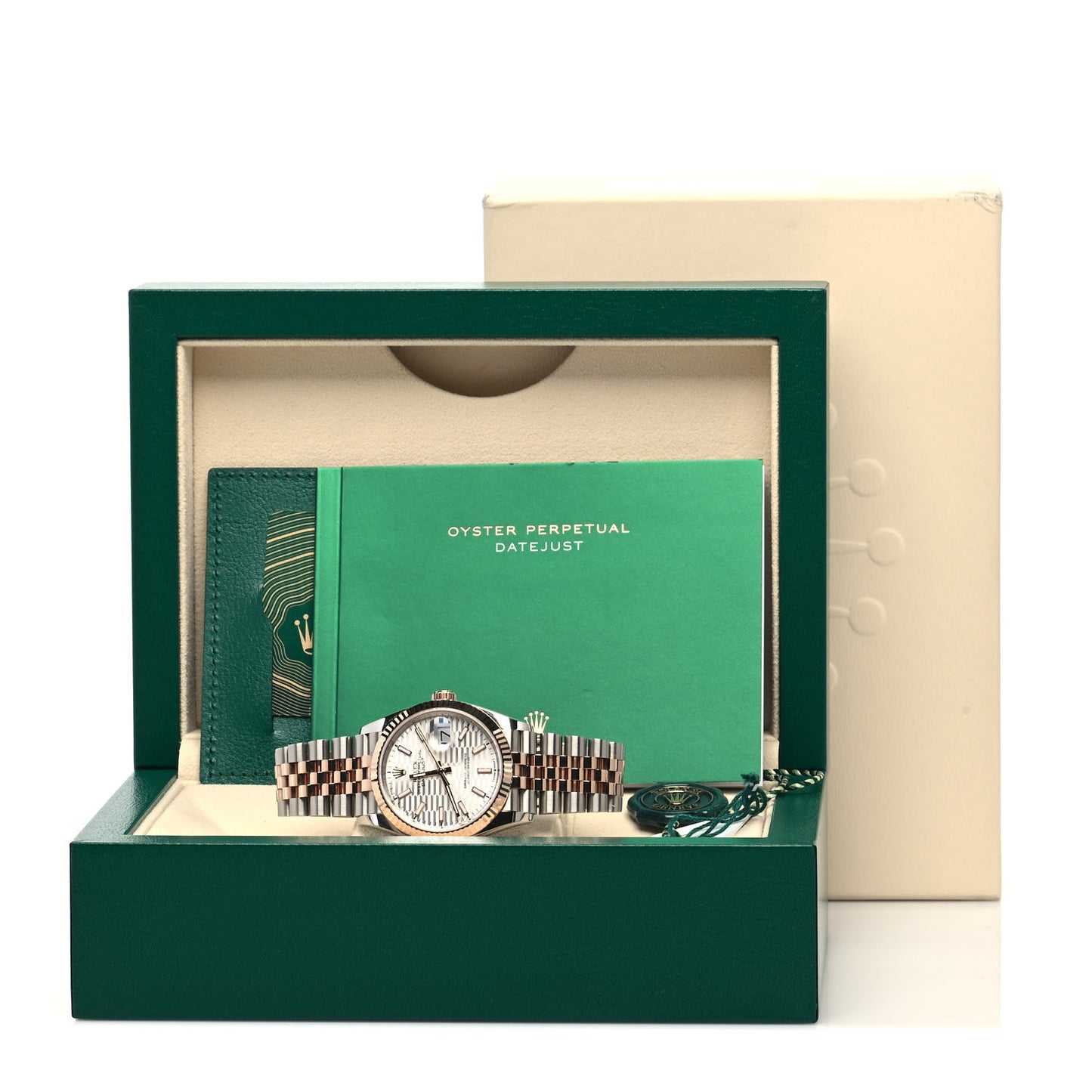 Stainless Steel 18K Everose Gold 36mm Oyster Perpetual Datejust Watch Silver Fluted 126231