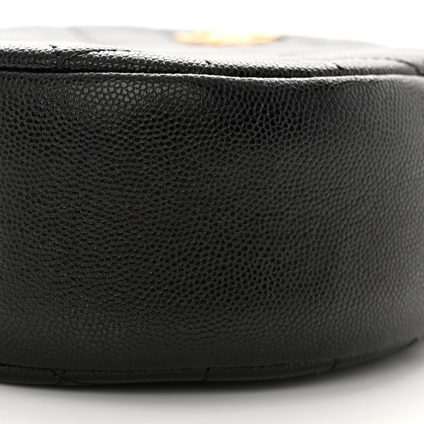 Caviar Quilted Small Round Bag With Chain Black