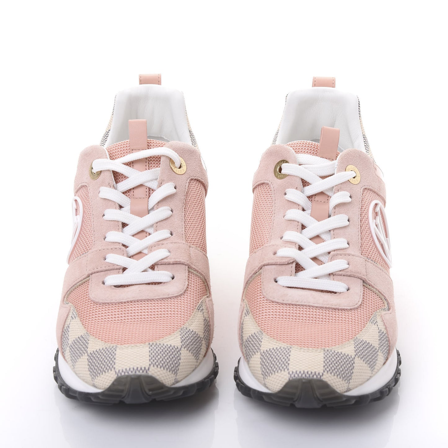 Suede Damier Azur Run Away Sneakers 37 Pink