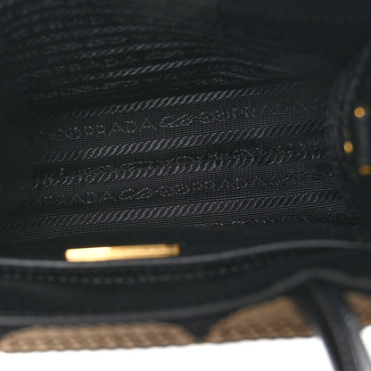 Prada Jacquard Saffiano Triangolo Symbole Embroidered Micro Tote Black Corda 5 of 9