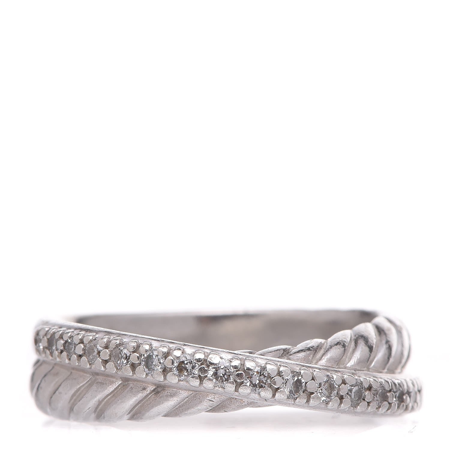 David Yurman Sterling Silver Diamond 5mm Crossover Ring 48 4.5 1 of 4