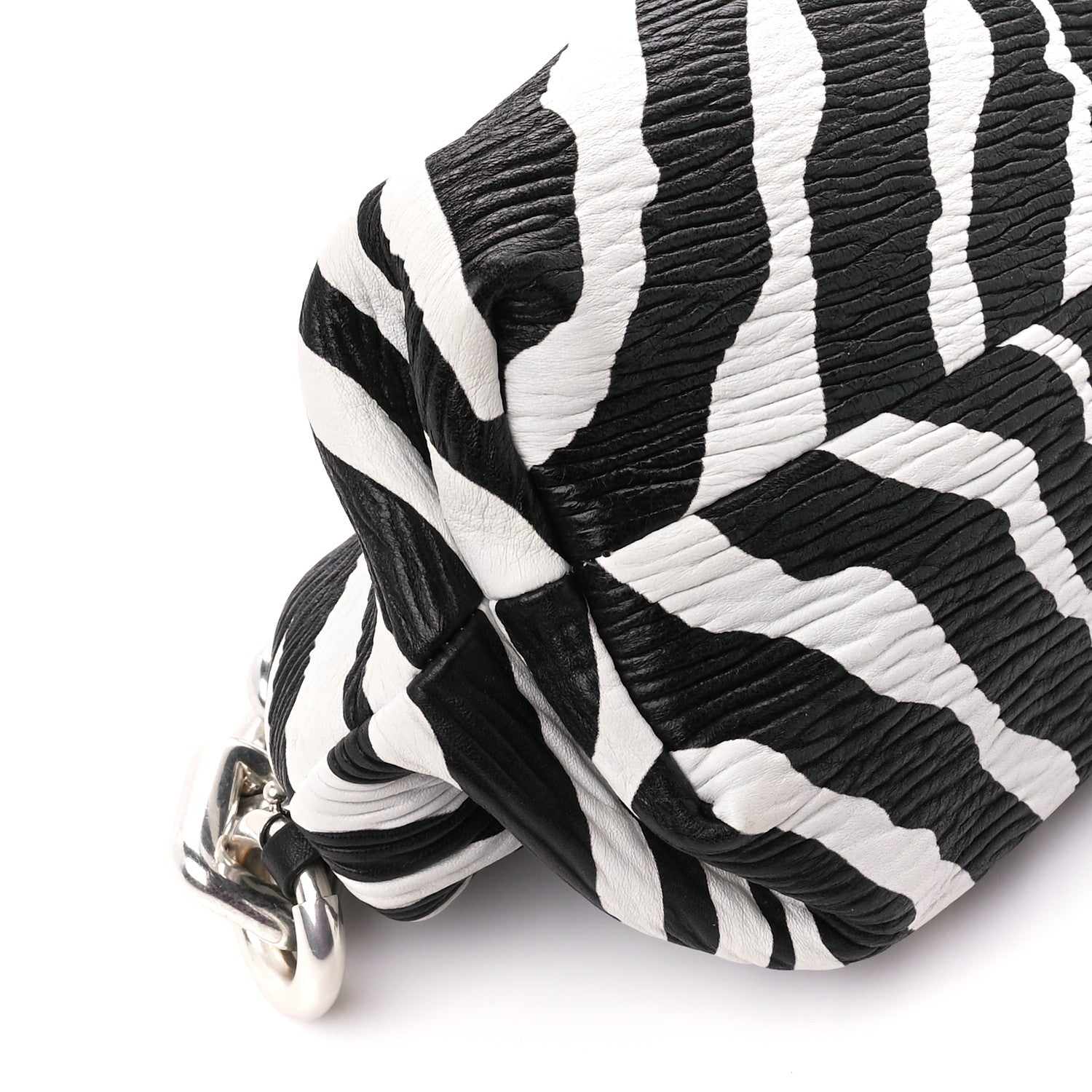 Bottega Veneta Nappa Zebra Print The Pouch Chain White Black 10 of 11