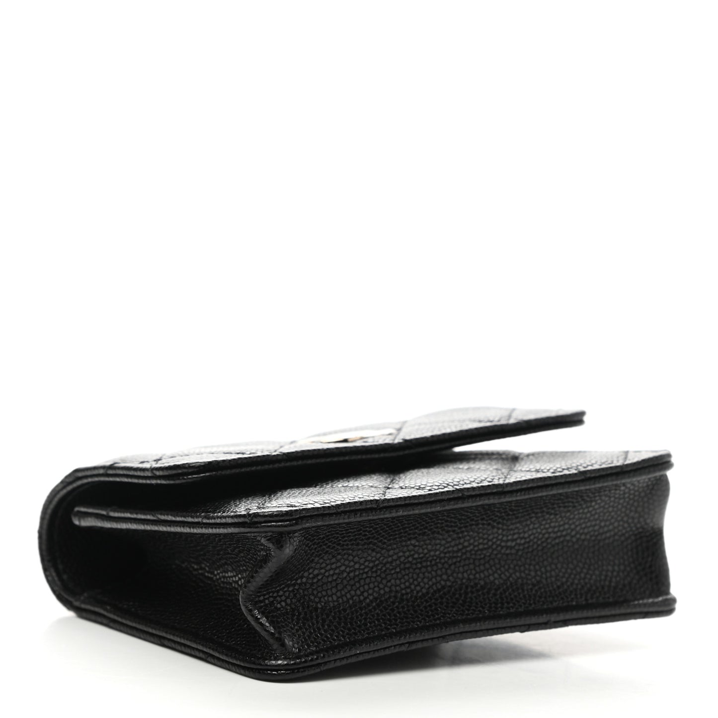 Caviar Quilted Mini Pearl On Top Coin Purse With Chain Black