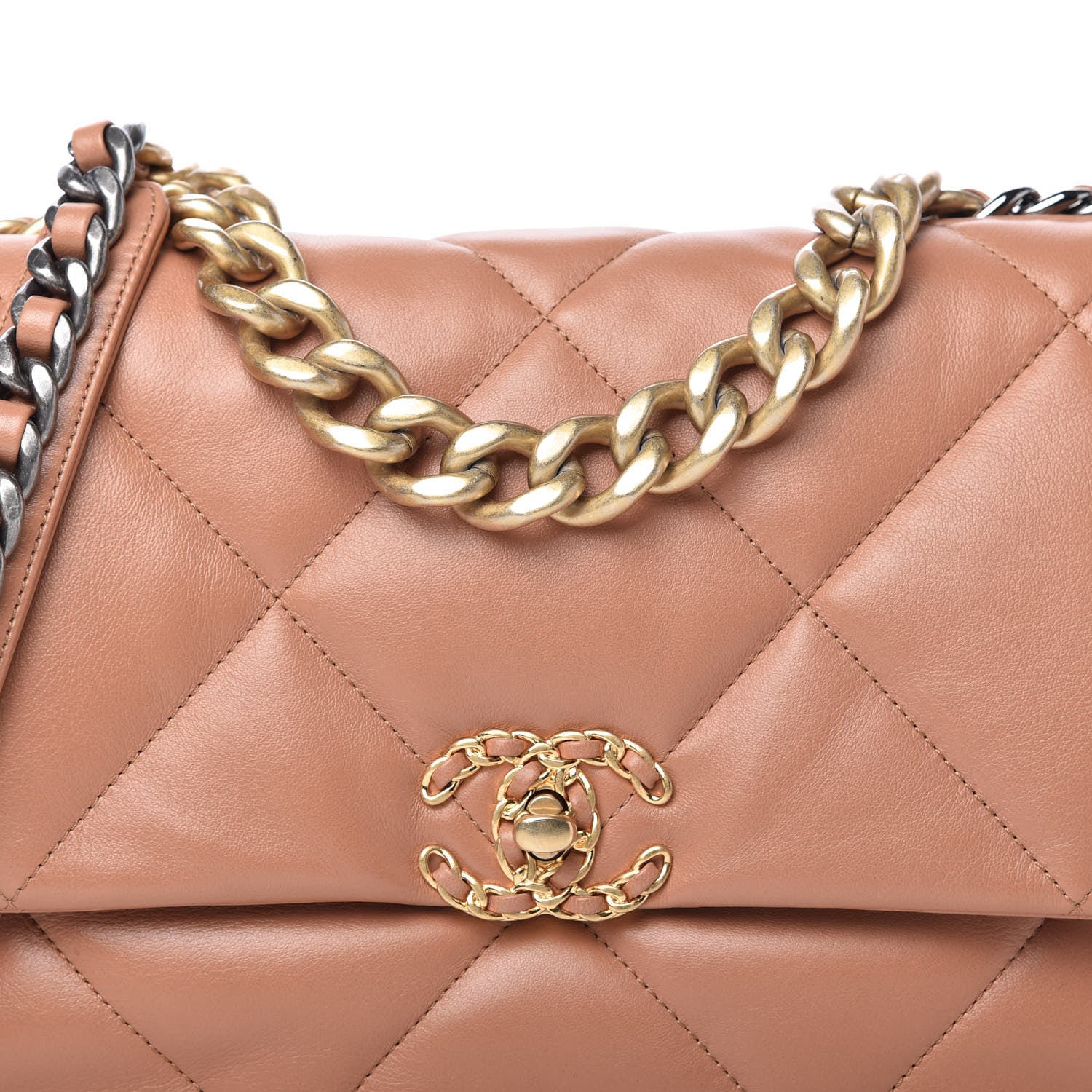 Chanel Lambskin Quilted Large Chanel 19 Flap Brown 10 of 10