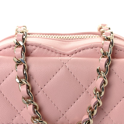 Chanel Lambskin Quilted CC In Love Heart Clutch With Chain Light Pink 8 of 11