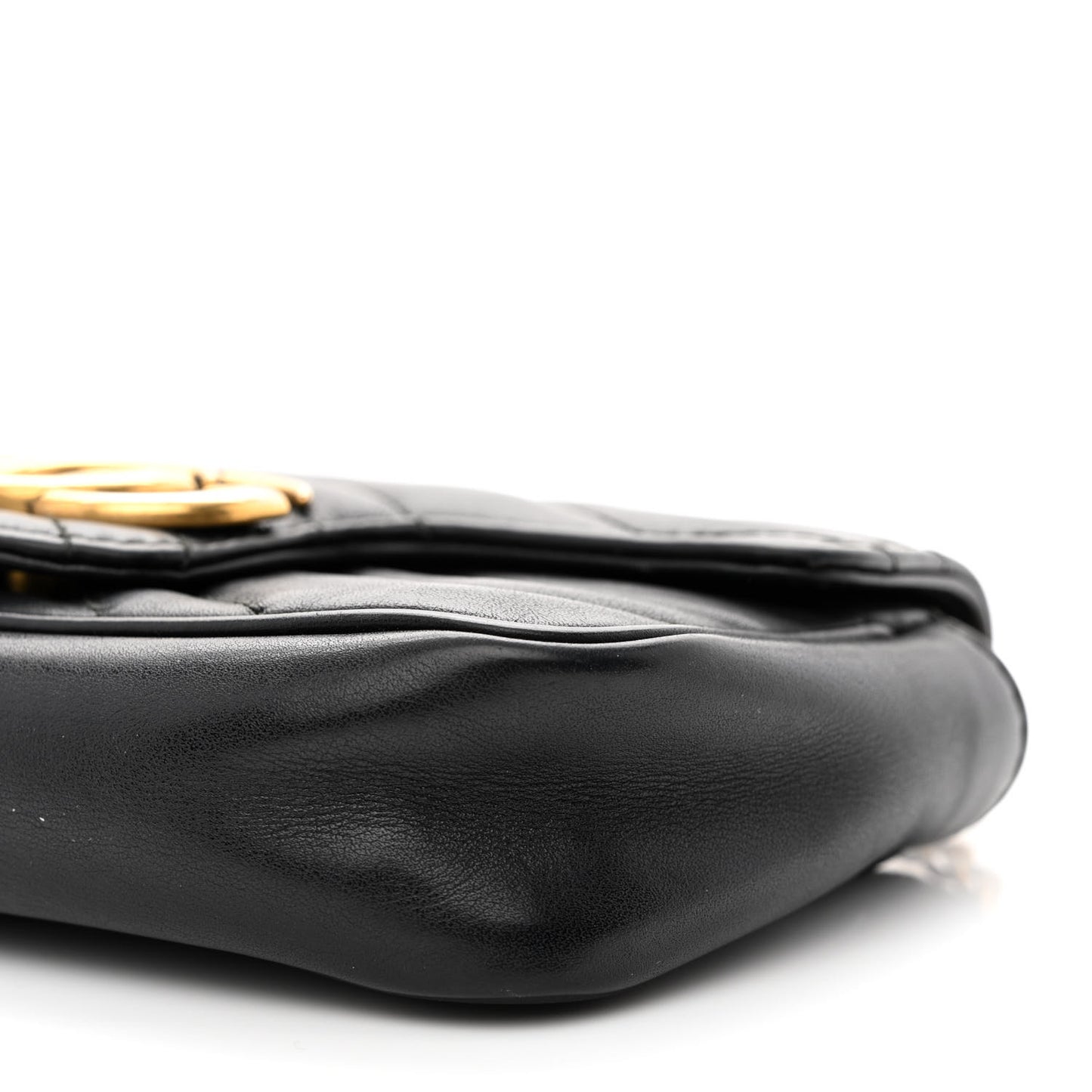 Calfskin Matelasse Super Mini GG Marmont Shoulder Bag Black