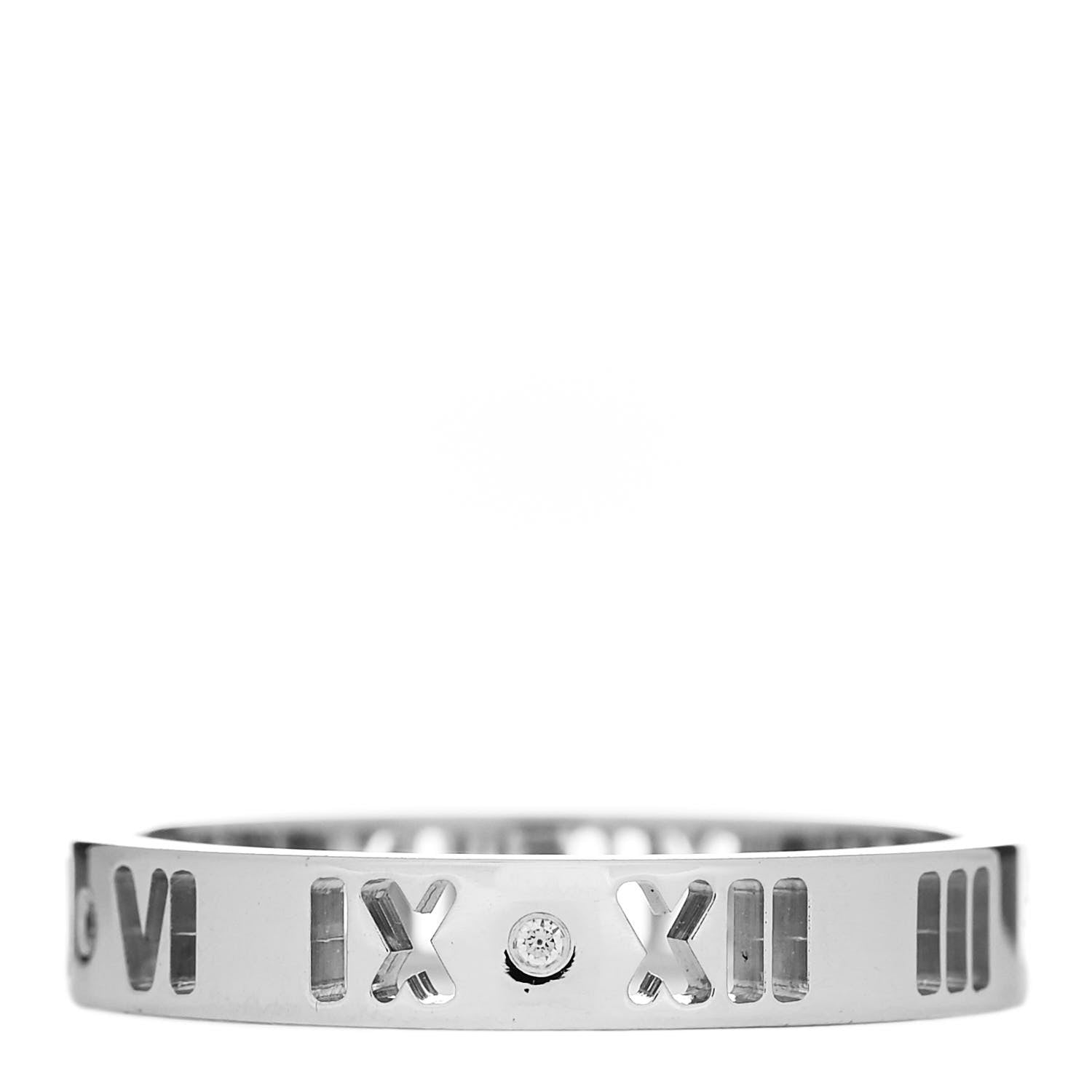 Tiffany 18K White Gold Diamond Atlas Pierced Ring 55 7.25 1 of 5