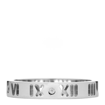 Tiffany 18K White Gold Diamond Atlas Pierced Ring 55 7.25 1 of 5