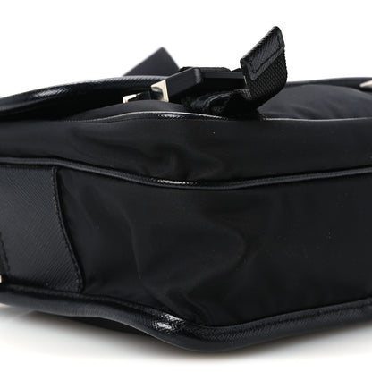 Prada Re-Nylon Saffiano Pocket Double Snap Buckle Shoulder Bag Black 10 of 11