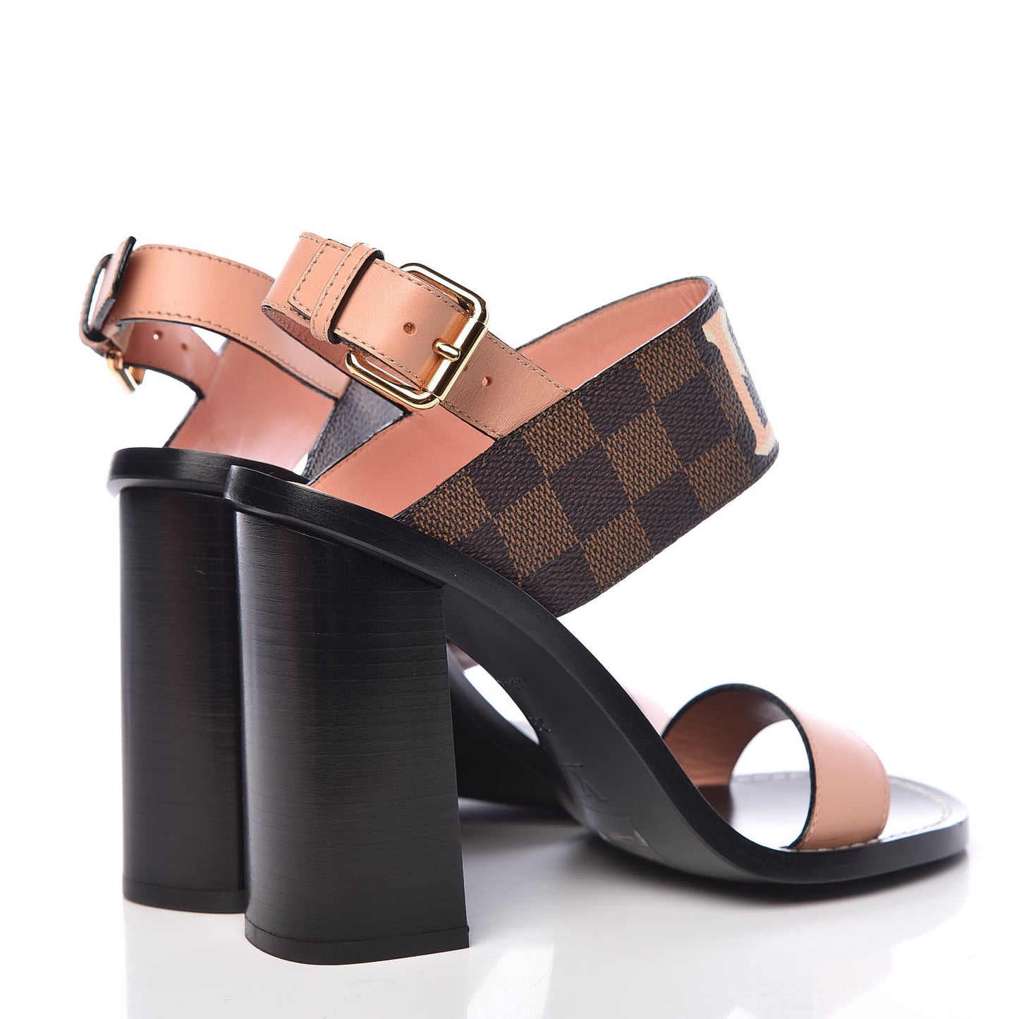 Calfskin Damier Ebene Passenger Heeled Sandals 38