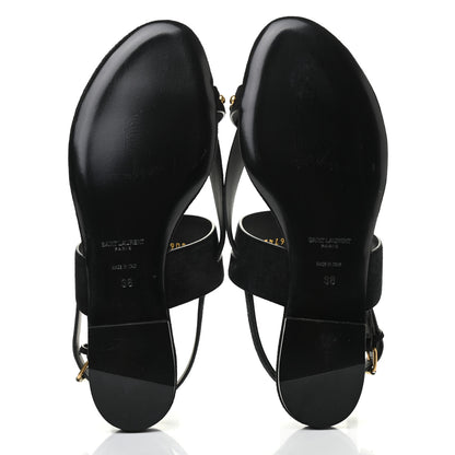 Saint Laurent Suede Studded Gia Sandals 38 Black 5 of 8
